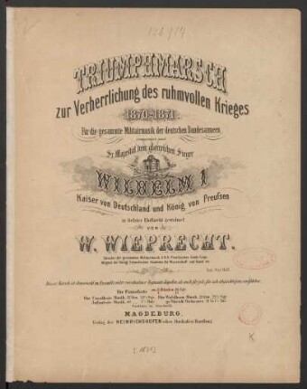 Triumphmarsch zur Verherrlichung des ruhmvollen Krieges 1870-1871