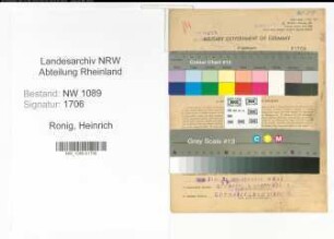 Entnazifizierung Heinrich Ronig , geb. 11.03.1902 (Oberbrandmeister)