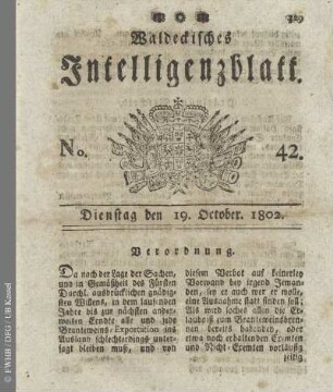 No. 42, Dienstag den 19. October 1802