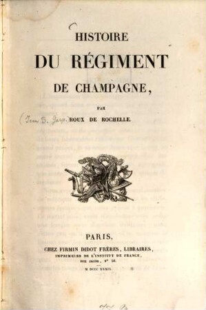 Histoire du Régiment de Champagne