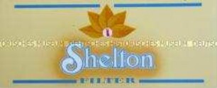 Werbeaufkleber für "Shelton"-Zigaretten