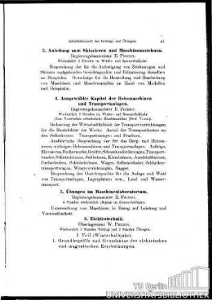 IV. Maschinenlehre, Elektrotechnik, Baukonstruktionslehre