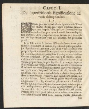 Caput I. De superstitionis significatione ac variis descriptionibus.