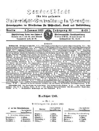 Prüfungen im Jahre 1921 : [Amtlicher Teil]