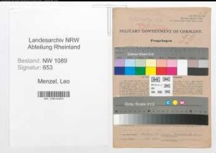Entnazifizierung Leo Menzel , geb. 10.04.1899 (Polizist)