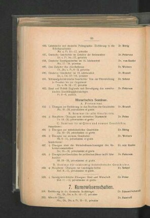 7. Kunstwissenschaften.