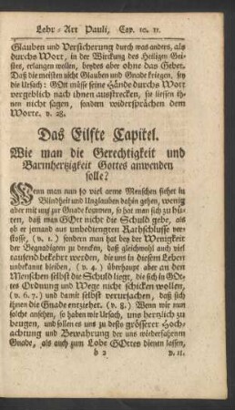 Das Eilfte Capitel. Wie man die Gerechtigkeit und Barmhertzigkeit Gottes anwenden solle?