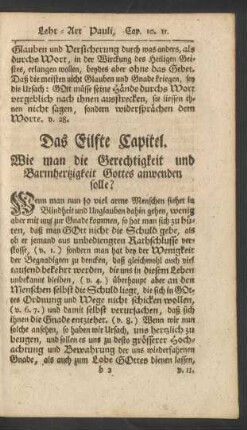 Das Eilfte Capitel. Wie man die Gerechtigkeit und Barmhertzigkeit Gottes anwenden solle?