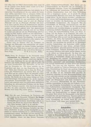 235-236 [Rezension] Kant, Otto, Zur Biologie der Ethik