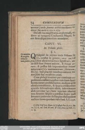 Caput. VI. De Tribunis plebis.