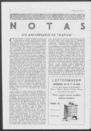 Notas - XIII Aniversario de "Nativa"