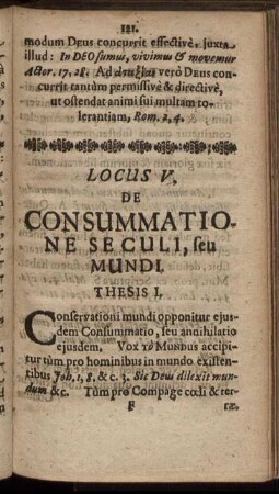 Locus V. De Consummatione Seculi, seu Mundi.