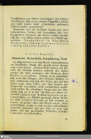 Viertes Kapitel. Allgemeine Wehrpflicht, Kriegführung, Post
