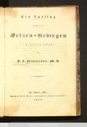 Ein Ausflug nach den Felsen-Gebirgen im Jahre 1839