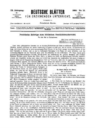 Praktische Beiträge zum biblischen Geschichtsunterricht