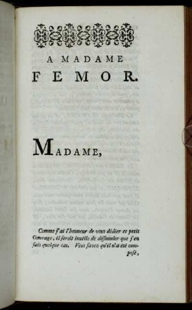 A Madame Femor