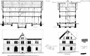 Herrenberg: Empfangsgebäude Verwaltungsgebäude Längs- Querschnitt,Ansichten,Treppenhaus