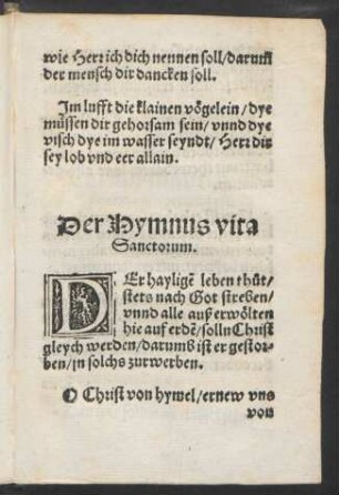 Der Hymnus vita || Sanctorum. ||