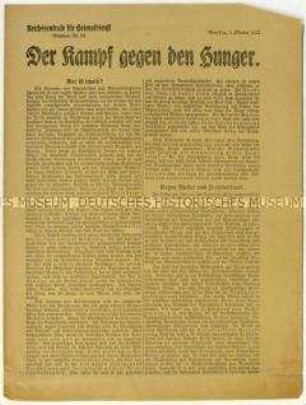 Flugschrift der Reichszentrale für Heimatdienst über die Inflation im Deutschen Reich