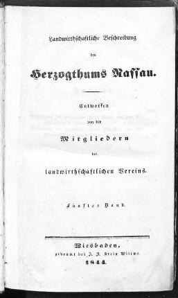 5: Landwirthschaftliche Beschreibung des Herzogthums Nassau