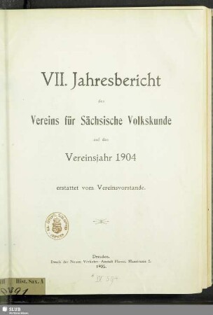 7.1904(1905): Jahresbericht