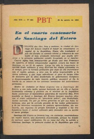 En el cuarto centenario de Santiago del estero
