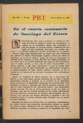 En el cuarto centenario de Santiago del estero