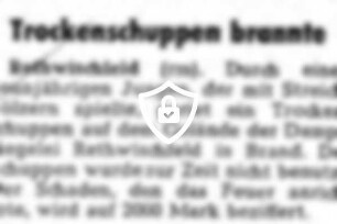 Trockenschuppen brannte