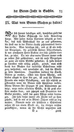 IX. Was vom Bienen-Machen zu halten?