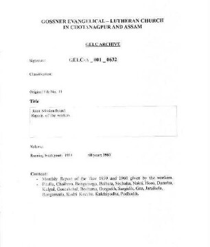 Joint Mission Board - Report of the Workers