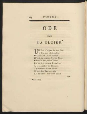 Ode Sur La Gloire.