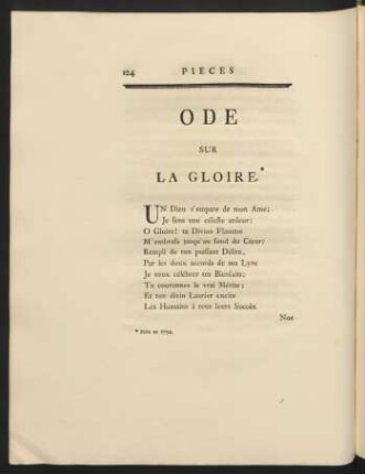 Ode Sur La Gloire.