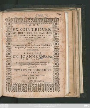 Ex Controverso Iure Civili, Canonico, Feudali, Saxonico, Et Provinciali Miscellanearum quaestionum decades tres