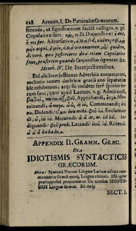 Appendix II. Gramm. Græc. De Idiotismis Syntacticis Græcorum.