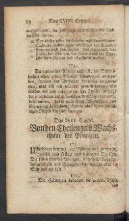 Das XVIIII. Capitel. Von den Theilen und Wachsthum der Pflantzen