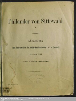 1876/77,Beil.: Jahresbericht der Städtischen Realschule I.O. zu Chemnitz : mit welchem zu den ... öffentlichen Schluß-Prüfungen im Namen des Lehrer-Kollegiums einladet