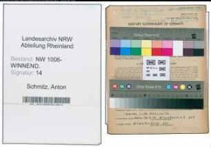 Entnazifizierung Anton Schmitz , geb. 24.08.1899 (Landwirt)