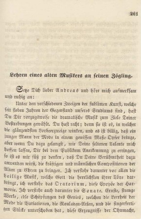 Lehren eines alten Musikers an seinen Zögling