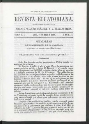 Tomo 2. - Quito, 31 de mayo de 1890. - Núm. 17