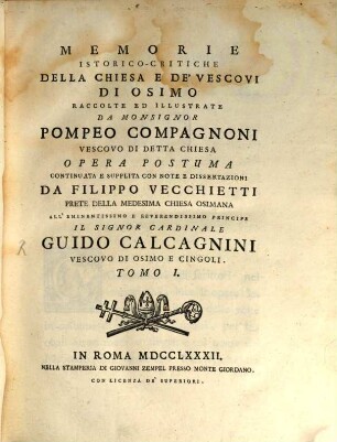 Memorie istorico-critiche della chiesa e de' vescovi di Osimo, 1