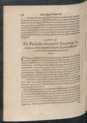 Caput IX De Periodo temporis Gentium in Genere, ubi cumprimis locus Apostoli Rom. 11, 25. de vocatione Iudaeorum explicatur