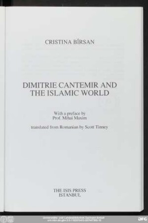 Dimitrie Cantemir and the Islamic world