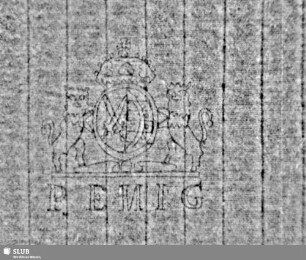 Wappen Kursachsen mit Löwen + PENIG = Bd.2, Nachsatzblatt