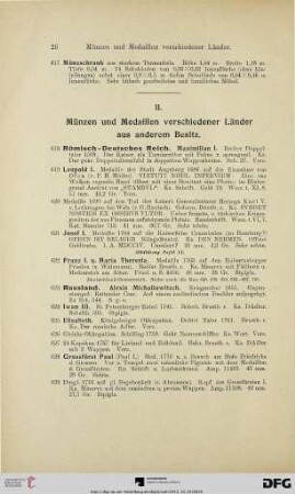II. Münzen und Medaillen verschiedener Länder aus anderem Besitz (Nr. 618-800)