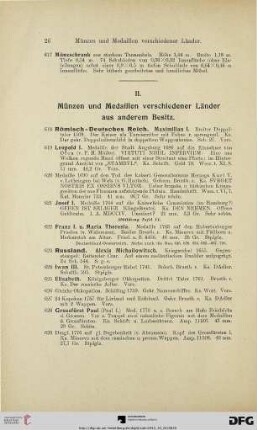 II. Münzen und Medaillen verschiedener Länder aus anderem Besitz (Nr. 618-800)