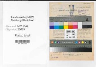 Entnazifizierung Josef Piatka , geb. 08.09.1900 (Bahninspektor)