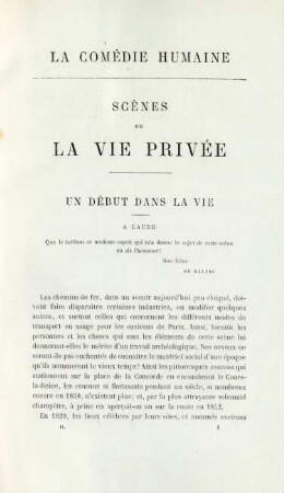 La Comédie humaine. Scènes de la vie privée