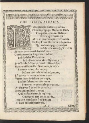 Ode Lyrica Alcaica.