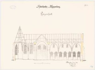 Abteikirche, Kappenberg Wiederherstellung: Längsschnitt 1:100