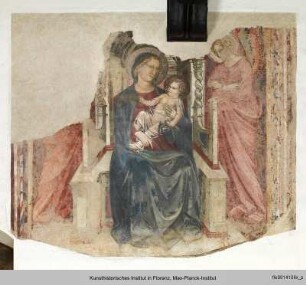 Thronende Madonna zwischen zwei Engeln